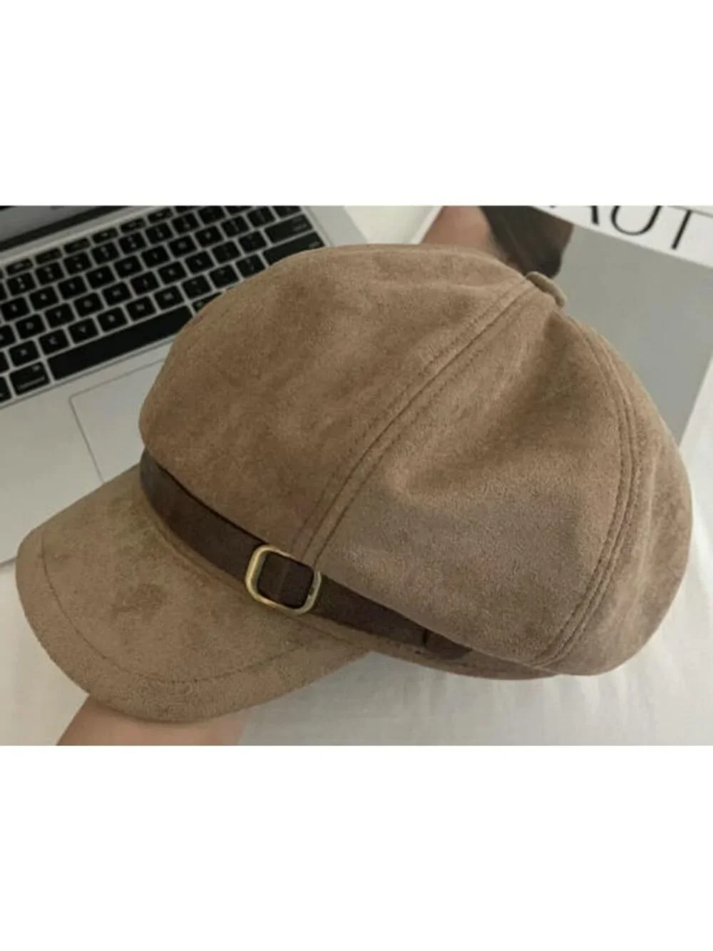 Chic Vintage Newsboy Hat | Suede Winter Cap | Women's Octagonal Gatsby Beret